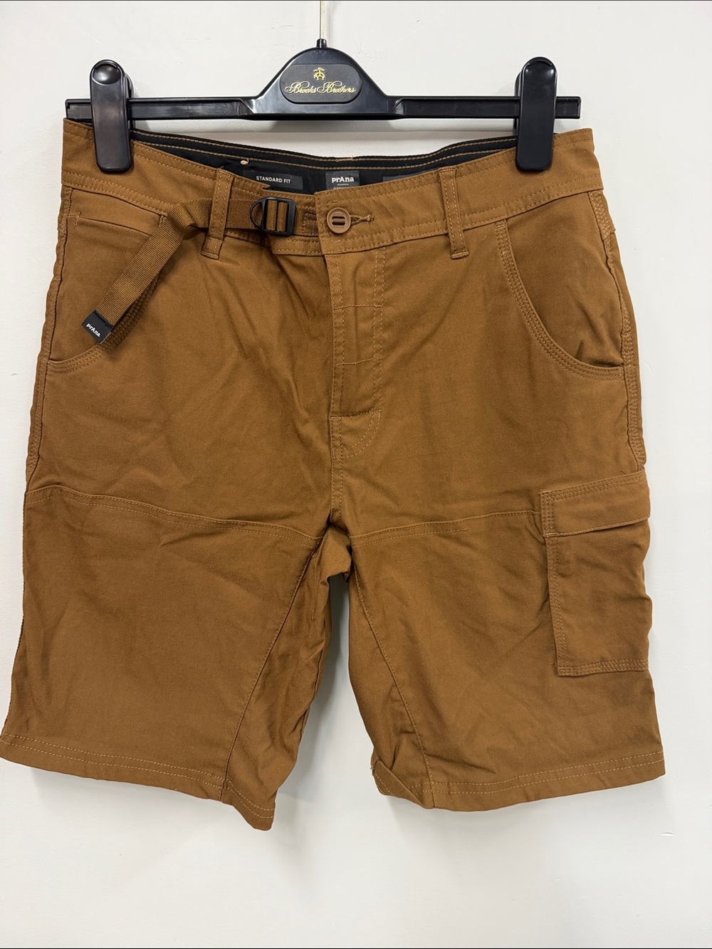 Prana Men's Tan Cargo Shorts with Built-in Webbing Belt 30